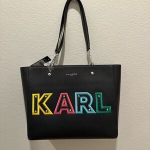 Karl Lagerfeld Black Tote with Colorful KARL Lettering